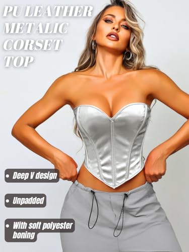 Image of ChiaoLezhee Heart Corset Top For Women, Sexy Concert Outfits Going Out, Strapless Crop Top, Overbust Bustier