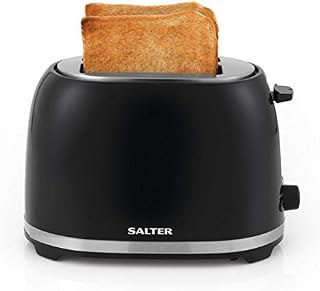 Salter EK2937 Deco 2-Slice Toaster, 850 W, 7 Levels Variable Browning Control, Auto-Centre, Defrost/Reheat/Cancel, Anti-Jam Function, Removable Crumb Tray, Black