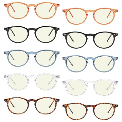 Image of LUR 10 Pack Blue Light Blocking Reading Glasses Spring Hinges Computer Readers