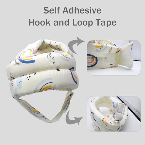 Image of Baby Head Protector Baby Helmet for Crawling Walking, No Bumps Safety Head Adjustable Protective Cap for Walking, Playing (Rainbow)
