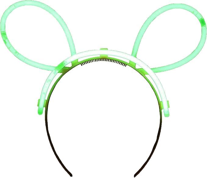 Zac's Alter Ego Set of 5 Green Glow Bunny Ears Headband Light Up Hairband for Parties Festivals and Hen Nights