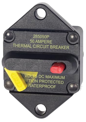 Blue Sea Systems 7083 285 Series Thermal Circuit Breaker, Panel Mount, 48V DC, 50A