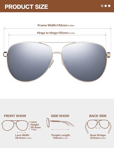 Image of BIRCEN Polarized Aviator Sunglasses Womens: Acetate Glasses UV Protection