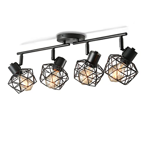 Lightess LED Deckenstrahler 4 flammig, Schwenkbare Vintage Deckenleuchte...