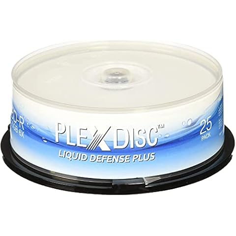 PlexDisc 6x 25GB Liquid Defense Plus Glossy White Inkjet Printable BD-R. 25 Disc Spindle Cover