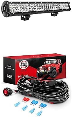 Nilight LED Light Bar 25Inch 162W Spot Flood Combo Led Off Road Lights with 12V 16AWG Wiring Harness Kit-2 Lead, 2 Years Warranty