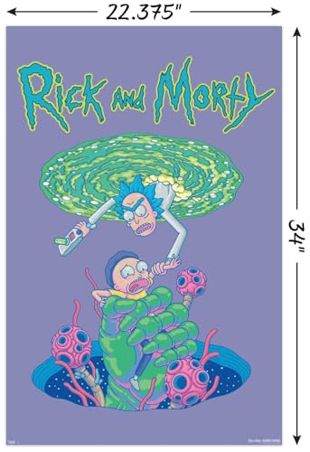 Trends International Rick and Morty - Portal Fall, 22.375" x 34", Unframed Version
