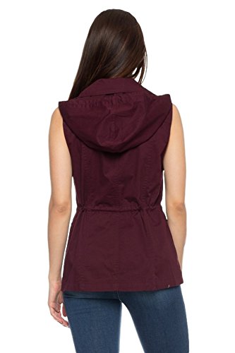 PacificPlex Womens Sleeveless Hooded Anorak Cotton Cargo Utility Safari Military Snap Fashion Vest w/Pockets2