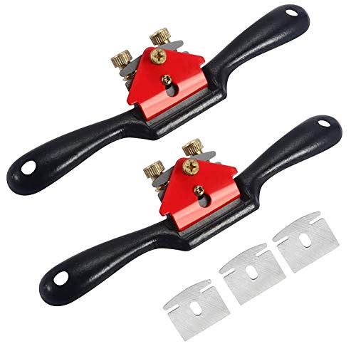 CRGL 2 Piezas Afeitadora Radios Ajustables 8.5" con Base Plana y 3 Cuchillas Repuesto 2", Cepilladora Manual para Recortar y Cepillar, Herramientas Desbarbado para Trabajar la Madera Cover