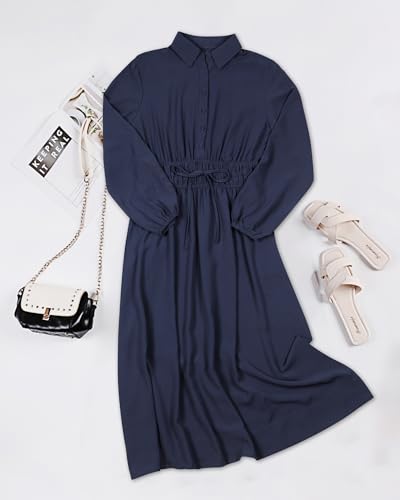 Image of ECOWISH Summer Maxi Dress for Women Casual Flowy V Neck Short Sleeve A Line Empire Waist Tiered Long Dresses with Pockets