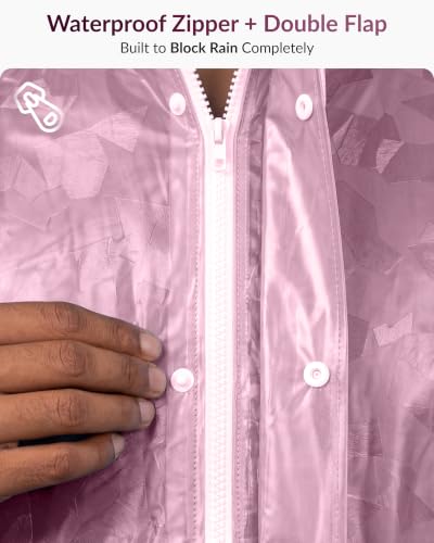 Image of Destinio Poncho for Men, Poncho for Women-Thick Waterproof PVC, Rain Coat, Reusable - Transparent Pocket Raincoat with Hood, Full Cover for Bag in Travel, Trekking, Bike Riders
