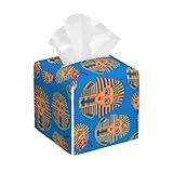 VAFZASC Tissue Box Cover PU Leather Holder Square Tissue Boxes Fall Decorative Cube Cover King Pharaoh Tutankhamun Egypt Tut Egyptian for Bathroom Home