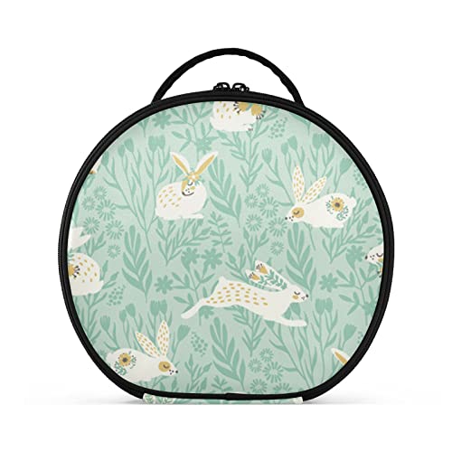 linqin Estuche de maquillaje portátil para mujer, organizador de maquillaje de viaje con separadores ajustables, conejos, bolsa de maquillaje de Pascua para joyas, cosméticos, brochas de aseo,