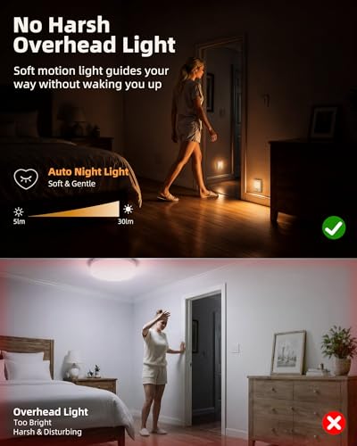 EZVALO Rechargeable Motion Sensor Night Lights, Stick-On Battery Operated LED Night Light with Magnetic, 5-30LM Dimmable, 3 Color Temps, Portable Stair Lights for Hallway, Bathroom, Bedroom (4 Packs) - image 4