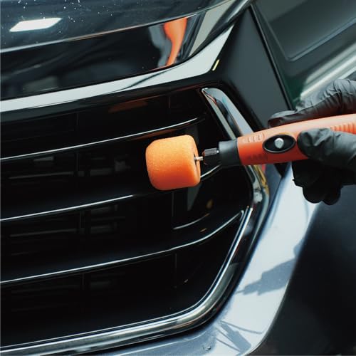 Image of SPTA Orange Cylinder Heavy Cut Pad with 1 /8 inch Shank, 5Pcs Orange Flexible Shaft Cylinder Mini Polishing Pad Set,Car Detailing Pads for Small Area for Flexible Shaft & Drill Attachment -PT192-5