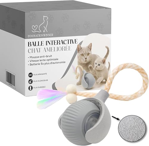 Balle Interactive Chat VERSION AMÉLIORÉE | Jouet Magique Automatique | Jeu D’intérieur Captivant pour Chaton et Chats Adultes | Idéal en Appartement ou...