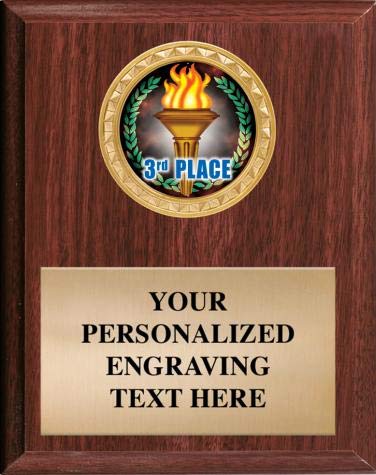 3rd Place Plaque, 8 x 10 3rd Place Plaque With Custom Engraving Included