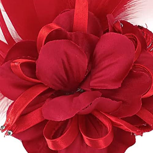 Women's Fascinator Feather Flower Pin Brooch Corsage Bridal Hairband Derby Ha...