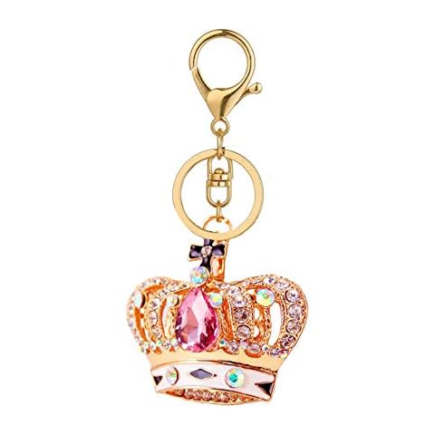 DYbaby Bling Bling Crystal Keychain Lovely Handbag Decoration Car Key Decoration for Womens and Girls (Crown-Pink) Cover