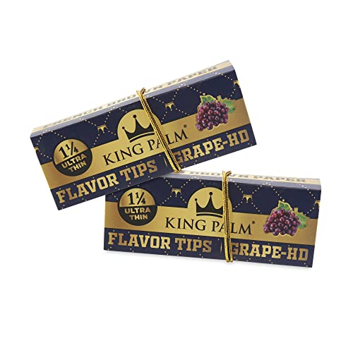 King Palm 1 1/4 Size Papers With Prerolled Filter Tips - 24 Papers And 11 Filters Per Booklet, 2 Booklets - (Grape Hd) #TOP24