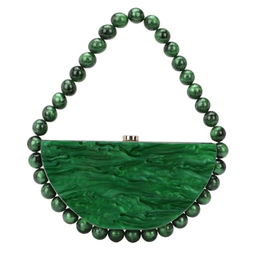 Beaded Acrylic Clutch Purse for Women Elegant Acrylic Evening Bag Unique Half Round Handbag for Wedding Party Prom