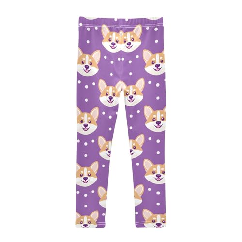 Animal Corgi Purple Girls Leggings Soft Stretch Workout Yoga Dance Pants for Kids Casual Tights2