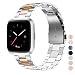 Wearlizer Stainless Steel Compatible for Versa Bands Women Men,Ultra-Thin Lightweight Color Matching Replacement Band Strap Bracelet Compatible for Versa Smartwatch Accessories Copper+Silver