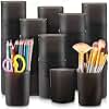 Sherr 50 Pack Black Pen Holders for Desk Pen Cups Bulk Pencil Organizer Makeup Brush Holder Matte Pencil Cups Ins Style for Office Home Back to School Supplies, 2.76 x 3.94 Inches
