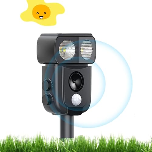 Répulsif à Ultrasons Solaire Pour Chats, Chiens, Rongeurs - Détecteur De Mouvement, 2 Modes, LED, 8m Portée