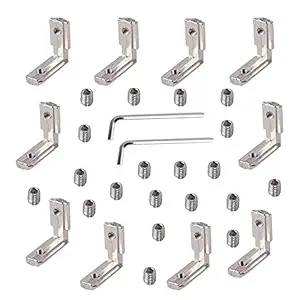 HJYZY 2020 Series T Slot Silver L-Shape Interior Inside Corner Connector Joint Bracket for Standard 6mm T Slot Aluminium Alloy Extrusion Profile 15pcs