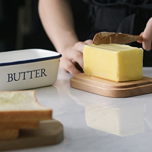 Foto von Butterdose - Multi-Funktion Emaille Butter Boot mit Deckel weiß - von SveBake