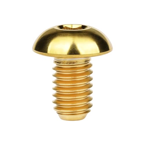 Image of Titanium Bolt M4x6 8 10 12 15 20mm Hex Head Screws for Bicycle Pack of 4 (Gold, M4x6mm)