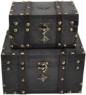 BLANC 2 pcs/Set Vintage Handmade Storage Box - Vintage Wooden Storage Box Antique Style Jewelry Organizer for Wardrobe Jewerly Box Trinket Box Decorative Box (301-Combo2)