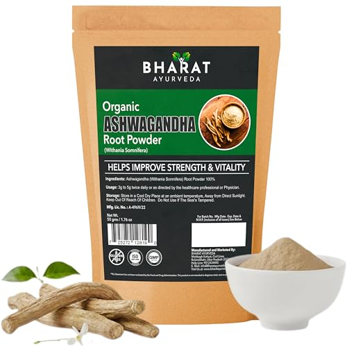 Image of Organic Ashwagandha Root Powder - Pure Herbal Supplement for Stress Relief, Energy & Immunity |Support Strength & Vitality| Pack of 1-50 g