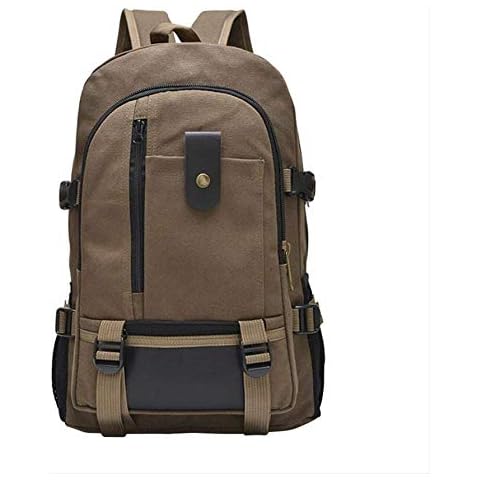 PMWLKJ Backpacks Backpack Men Solid Laptop School Bags Zipper Large Capacity Backpack Travel Canvas Student Bag M Brown Cover