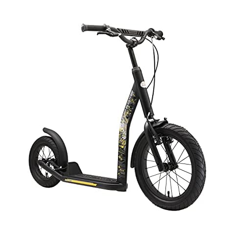 STAR SCOOTER Kick Scooter air tires for Kids 8 year old | Boy Girl Push Scooter 16" Inch, height adjustable | black Cover