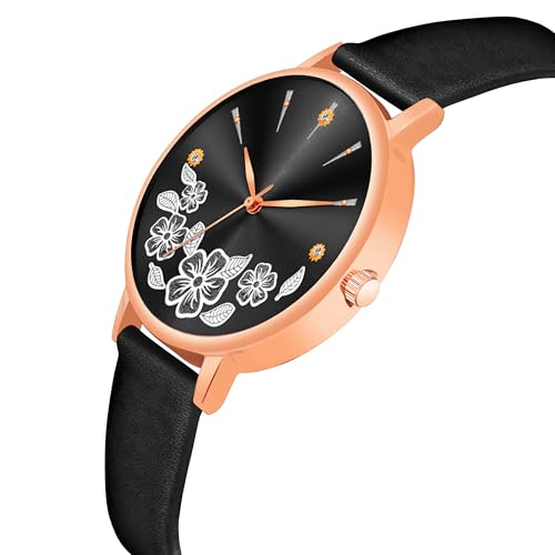 Image of Acnos Women's Classic Butterfly Dial Analog Watch with Leather Strap