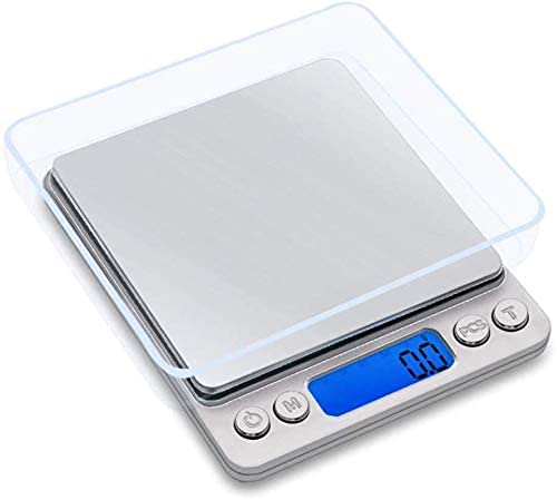Eliver 500g/0.01g Digital Kitchen Scale High Precision Portable Food Jewelry Drug Scale with Platform LCD Display Tare and PCS Features Back-Lit LCD