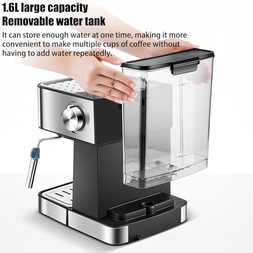 8500W Kaffeemaschine Halbautomatische Kaffeemaschine 1,6 Liter Kaffeemaschine Espressomaschine mit Druck von 20 bar, unabhängiger Wassertank, Touchscreen-Steuerung, Edelstahlgehäuse