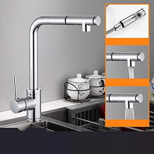 Robinet de cuisine rétractable et rotatif pour grand évier
