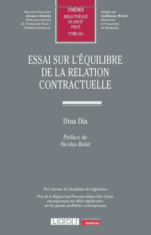 Essai sur l'équilibre de la relation contractuelle: 661