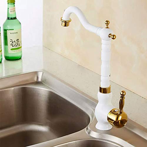Robinet de cuisine à levier unique anti trace blanc mat d'évier