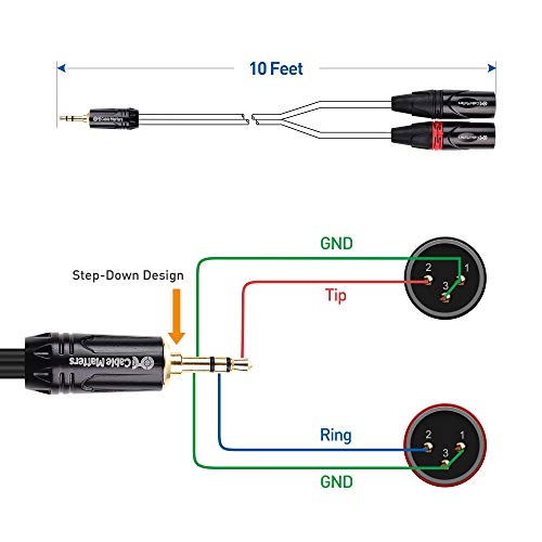 Cable Matters 3.5Mm 1/8 Inch Trs To 2 Xlr Cable 10 Ft, Male To Female Aux To Dual Xlr Breakout Cable #TOP5