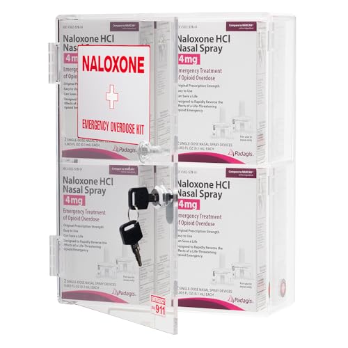 Image of Naloxone Emergency Overdose Kit Wall Mount Cabinet | Holds 3-6 Naloxone Boxes & Bleeding Control Kit or First Aid Kit | Designed for Public Spaces