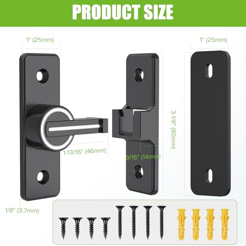 Image of Barn Door Lock Hardware, 90 Degree Heavy Duty Gate Latches Flip Latch Safety Door Bolt Latch Lock, Barn Sliding Door Latch Lock Suitable for Garden, Bathroom, Outdoor, Garage, Window