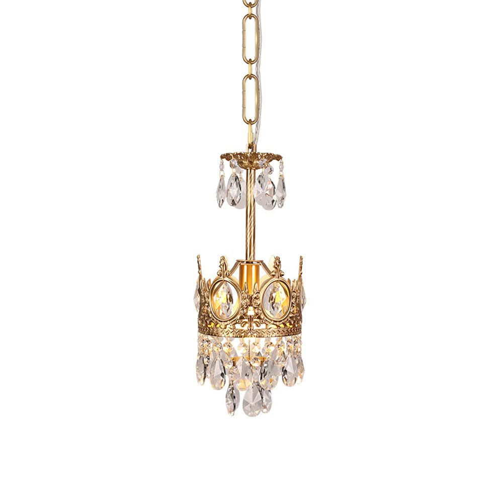 Lustre suspension cristal 1 lumière dorée au fini haut de gamme