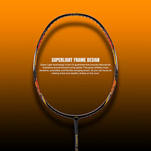Li-Ning G-Force X5 Carbon Fibre Badminton Racket With Free Full Cover(82 Grams, 28 Lbs) (Black::orange) #TOP3