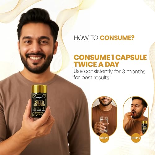 Image of Sheopal's Shilajit Gold Capsules for Men | With Pure Shilajit, Ashwagandha, Safed Musli, Kesar & Swarna Bhasma | Helps Enhance Energy, Supports Muscle Strength & Focus | 30 Capsules | 100% Ayurvedic