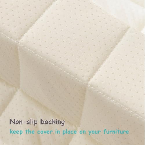 Funda de sofá antideslizante lavable beige para protector de chaise longue en forma de L 7