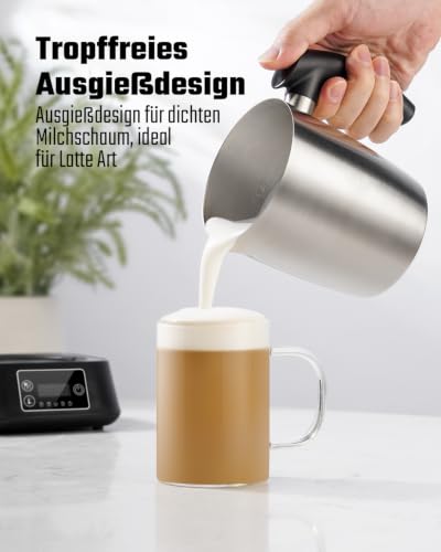 SHARDOR 5-In-1 MilchaufschäUmer, 500 Ml MilchaufschäUmer Elektrisch Mit Einstellbarer Temperatur Und Edelstahl Milk Frother… – Ansicht 5